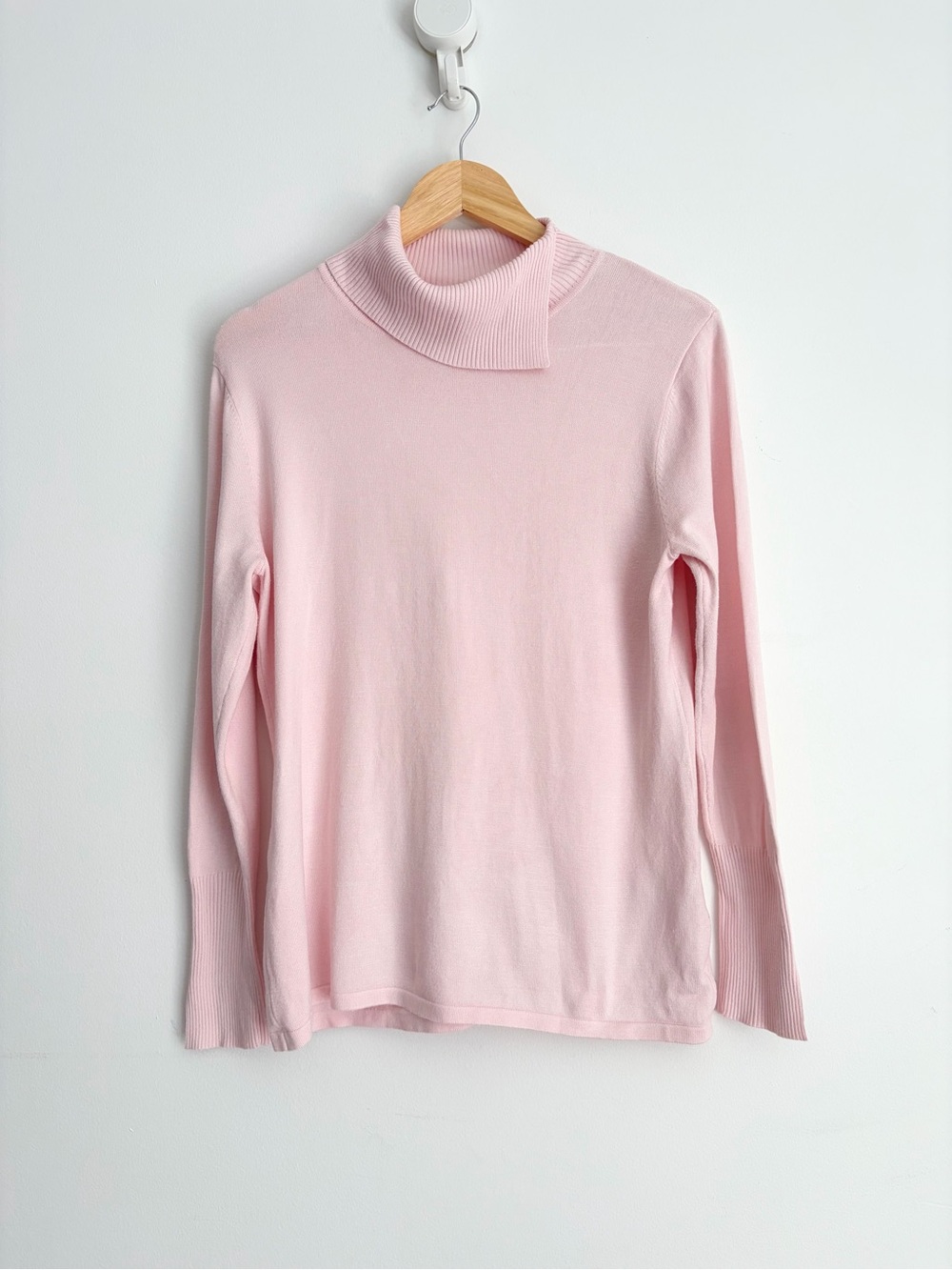 Marble Blush Pink Draped Turtleneck Sweater Balletcore Twee M